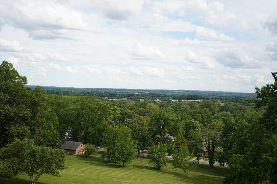 View from Kyle Sullivan’s third-floor office toward the Finger Lakes region.